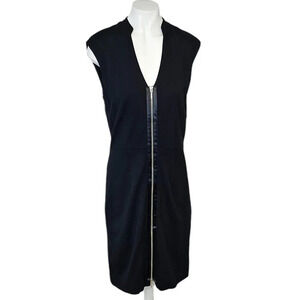 L.A.M.B Gwen Stefani Zip Front Little Black Dress  V-Neck Bodycon Fitted